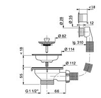 Товар: Выпуск для кухонной мойки Wirquin Нержавеющая сталь арт-30717336 - фото 2 Выпуск для кухонной мойки Wirquin Нержавеющая сталь арт-30717336 — фото 2, Сливы-переливы