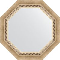 Зеркало Evoform Octagon 53х53 в багетной раме - Состаренное серебро с плетением 70 мм арт-BY 3754 — фото 1, Зеркала в ванную комнату