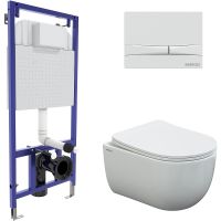 Комплект унитаза Berges Ventas с инсталляцией Novum с сиденьем Микролифт и Белой клавишей смыва арт-043310 — фото 1, Комплекты унитаз + инсталляция