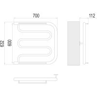Водяной полотенцесушитель Terminus Фокстрот (1) 600x700 с полкой Хром, боковое подключение, G 1" НР арт-4620768881343 — фото 3, Водяные полотенцесушители
