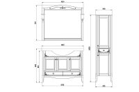 Комплект мебели для ванной ASB-Woodline Салерно 105 Белый с патиной Серебро арт-9697+19251+9692 — фото 10, Комплекты мебели для ванной