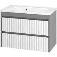 Тумба с раковиной Brevita Balaton 80 подвесная Белая матовая Серая матовая арт-УТ000012299 — фото 2, Тумбы с раковиной