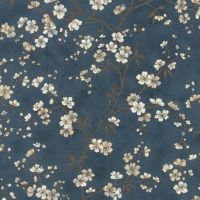 Обои RASCH Denzo II Винил на флизелине (0,53*10,05) Синий, Цветы арт-456738 — фото 1, Обои для стен