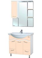 Зеркало со шкафом Bellezza Мари 75 L с подсветкой Бежевое арт-4612912002223 — фото 3, Зеркальные шкафы в ванную