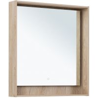 Зеркало Aquanet Милан 80 с подсветкой Дуб светлый с сенсорным выключателем арт-336405 — фото 1, Зеркала в ванную комнату