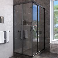 Душевой уголок Veconi Rovigo RV-113B 90x90 профиль Черный матовый стекло прозрачное арт-RV113B-90-01-C4 — фото 1, Квадратные душевые уголки