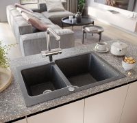 Кухонная мойка Domaci Бьелла DMC-76K арт-GWS-76K-308 черная — фото 2, Кухонные мойки