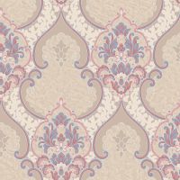 Обои Roberto Borzagi King Винил на флизелине (1,06*10) Бежевый/Розовый, Дамаск арт-90110-6 — фото 1, Обои для стен