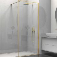 Душевая перегородка Vincea Walk-In 90 профиль Брашированное золото прозрачное арт-VSW-1HS900CLG — фото 1, Душевые перегородки