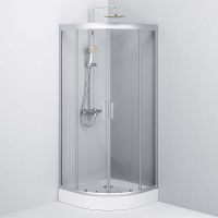 Душевой уголок AM.PM Gem 80х80 радиальный профиль Матовый хром стекло прозрачное арт-W90G-401-080WT — фото 5, Душевые уголки четверть круга