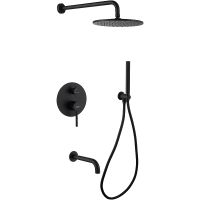 Душевая система Abber Wasser Kreis Черная матовая арт-AF8117B — фото 1, Встраиваемые душевые комплекты