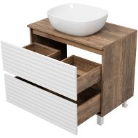 Тумба под раковину Brevita Dakota 80 Белая матовая Дуб Галифакс олово арт-DAK-07080-19/01-2Я — фото 3, Тумбы под раковину