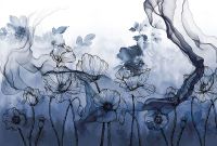 Фреска Ortograf Grafika Natura 31525 Фактура бархат FX Флизелин (4*2,7) Синий, Цветы/Абстракция арт-31525 (бархат FX) — фото 2, Фрески