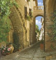 Фреска Ortograf Городской пейзаж 3968 Фактура бархат FX Флизелин (2,5*2,7) Бежевый/Зеленый, Город/Пейзаж арт-3968 (бархат FX) — фото 2, Фрески