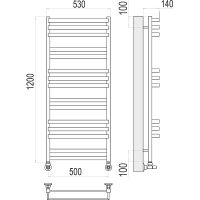 Водяной полотенцесушитель Terminus Линц П15 500x1200 Хром, нижнее подключение, G 1/2" ВР, с комплектом вентилей арт-4630080268395 — фото 4, Водяные полотенцесушители