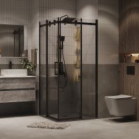 Душевой уголок Grossman Classic 90х90 профиль Черный матовый стекло прозрачное арт-300.K33.04.9090.21.00 — фото 1, Квадратные душевые уголки