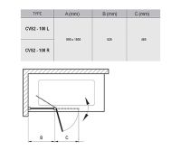 Шторка на ванну Ravak Chrome CVS2-100 R профиль Хром стекло Transparent арт-7QRA0C00Z1 — фото 6, Шторки для ванной распашные
