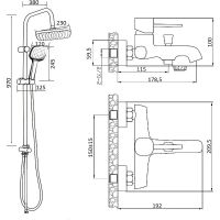 Душевая система Orange Karl Черная арт-M05-934b — фото 11, Душевые стойки