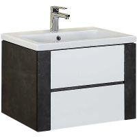 Тумба под раковину Onika Стоун 70.13 подвесная Белая Темный бетон арт-107045 — фото 1, Тумбы под раковину