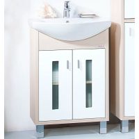 Тумба под раковину Бриклаер Бали 60 Светлая лиственница Белая глянцевая арт-4627125412097 — фото 1, Тумбы под раковину