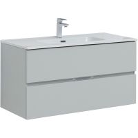 Тумба под раковину Aquanet Алвита New 100 подвесная Серая матовая арт-277520 — фото 1, Тумбы под раковину