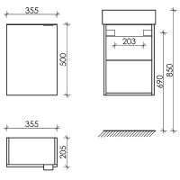 Тумба под раковину Sancos Mini 37 L подвесная Дуб чарльстон арт-MN35ECHL — фото 7, Тумбы под раковину