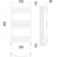 Водяной полотенцесушитель Terminus Классик П16 500x800 Хром, нижнее подключение, G 1/2" ВР, с угловым соединением арт-4670078529596 — фото 4, Водяные полотенцесушители