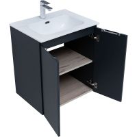 Тумба под раковину Aquanet Алвита New 60 подвесная Антрацит арт-277523 — фото 7, Тумбы под раковину