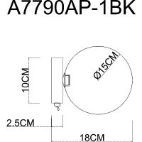 Настенный светильник Artelamp Vincent Прозрачный Черный арт-A7790AP-1BK — фото 4, Бра