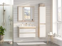 Товар: Зеркало со шкафом Brevita Balaton 90 L с подсветкой Белое матовое Бежевое матовое арт-BAL-04090-03-01Л - фото 5 Зеркало со шкафом Brevita Balaton 90 L с подсветкой Белое матовое Бежевое матовое арт-BAL-04090-03-01Л — фото 5, Зеркальные шкафы в ванную