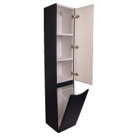 Шкаф пенал Style Line Бергамо 30 R с бельевой корзиной Черный антискрейтч арт-СС-00002331 — фото 3, Пеналы для ванной комнаты