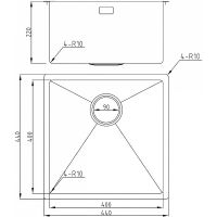 Кухонная мойка Milacio Denia 44 Вороненая сталь арт-MC.77439 — фото 2, Кухонные мойки
