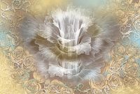 Фреска Ortograf 3D 6706 Фактура флок FLK Флизелин (4*2,7) Бежевый/Бирюзовый, Цветы/Абстракция арт-6706 (флок FLK) — фото 2, Фрески