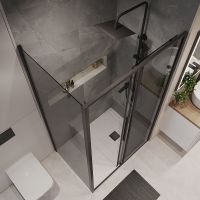 Душевой уголок Niagara Nova 140х90 профиль Черный матовый стекло тонированное арт-NG-85-14TB-TB90-34 — фото 5, Прямоугольные душевые уголки