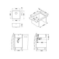 Кухонная мойка Alveus Kombino 30 KMB 90 FI 450x440 Брашированная сталь арт-1118877 — фото 9, Кухонные мойки
