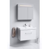 Зеркальный шкаф Aqwella Нео 80 с подсветкой Белый арт-Neo.04.08 — фото 2, Зеркальные шкафы в ванную