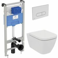 Комплект унитаза с инсталляцией Ideal Standard i.Life B с сиденьем Микролифт и клавишей смыва Хром арт-IP001401 — фото 1, Комплекты унитаз + инсталляция