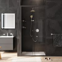 Душевая дверь AM.PM Gem Solo 100 профиль Черный матовый стекло прозрачное арт-W90G-100-1-195BT — фото 1, Раздвижные душевые двери