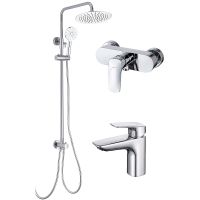 Комплект смесителей Aquatek Вега Хром арт-AQ1036CR — фото 1, Готовые комплекты для ванной комнаты