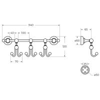 Вешалка для полотенец Cezares Aphrodite Бронза арт-APHRODITE-THK-02-M — фото 2, Крючки для полотенец