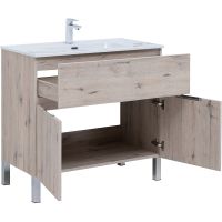 Тумба под раковину Aquanet Алвита New 90 Дуб веллингтон белый арт-303912 — фото 4, Тумбы под раковину