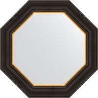 Зеркало Evoform Octagon 54х54 в багетной раме - Черное дерево с золотом 71 мм арт-BY 3874 — фото 1, Зеркала в ванную комнату
