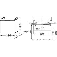 Тумба под раковину Jacob Delafon Rythmik 38 подвесная Арлингтонский дуб арт-EB1096-E70 — фото 3, Тумбы под раковину