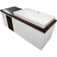 Тумба с раковиной Эстет Malibu 140 R подвесная Белая Темное дерево арт-ФР-00007127 — фото 1, Тумбы с раковиной