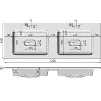 Раковина Jorno Modul 120 двойная Белая арт-Mol.08.120/W — фото 3, Раковины встраиваемые сверху