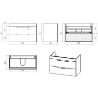 Тумба с раковиной Brevita Ariana 80 подвесная Капучино арт-УТ000015746 — фото 7, Тумбы с раковиной