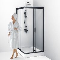 Душевой уголок AM.PM Gem 120х90 профиль Черный матовый стекло прозрачное арт-W90G-404-120290-BT — фото 5, Прямоугольные душевые уголки