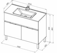 Тумба под раковину Aquanet Алвита New 100 Серая матовая арт-277556 — фото 9, Тумбы под раковину