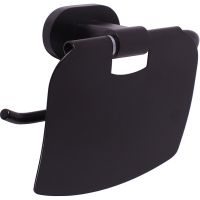 Держатель туалетной бумаги Rav Slezak Yukon с крышкой Черный матовый арт-YUA0400CMAT — фото 1, Держатели туалетной бумаги