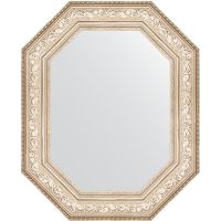 Зеркало Evoform Polygon 90х70 в багетной раме - Виньетка серебро 109 мм арт-BY 7255 — фото 1, Зеркала в ванную комнату